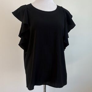 Banana Republic Black Ruffle Sleeve Blouse